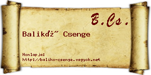 Balikó Csenge névjegykártya