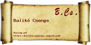 Balikó Csenge névjegykártya